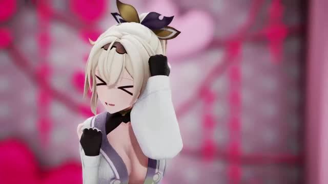  Kazama Iroha Hentai Undress Dance Lap Tap Love MMD 3D HoloLive Samurai Girl 深紫色眼睛